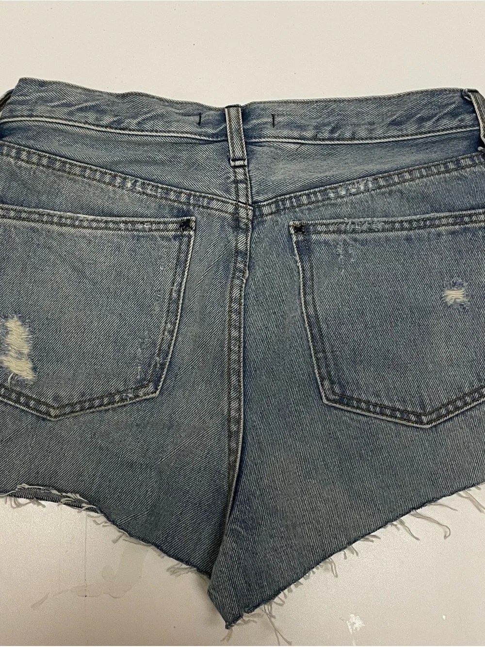 Free People Frayed High-Waist Denim Cutoffs - Light Blue Wash